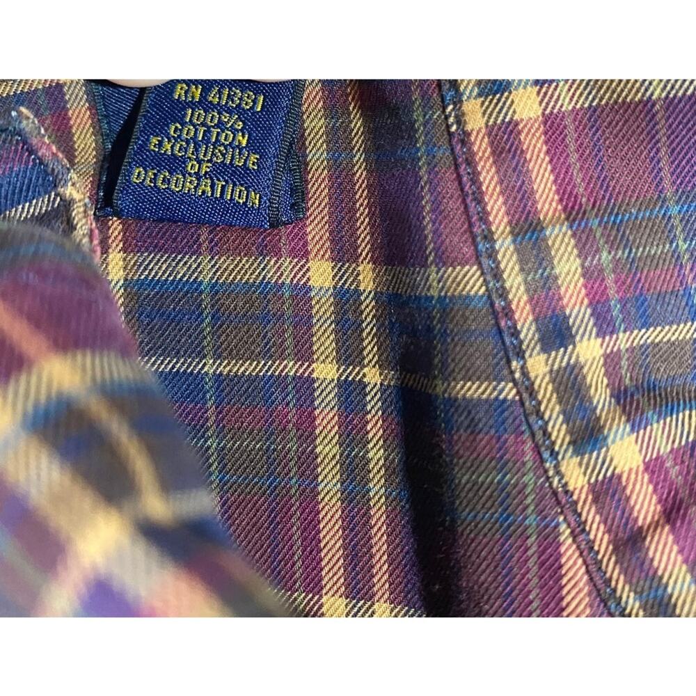 Ralph Lauren LS Button Down Men's L Burgundy Plaid Cotton Classic Preppy GUC - Picture 7 of 9